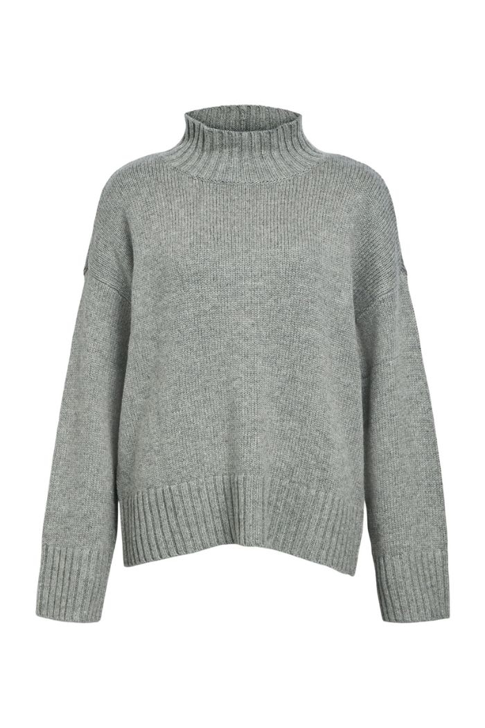 Agnes high neck knit, Grey melange